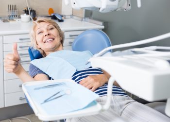 woman comfortable in the dentist's chair