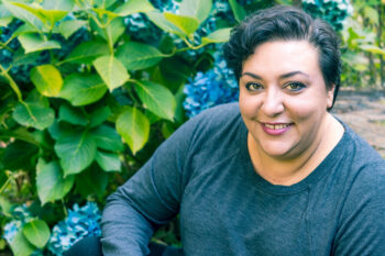 Woman smiling in garden