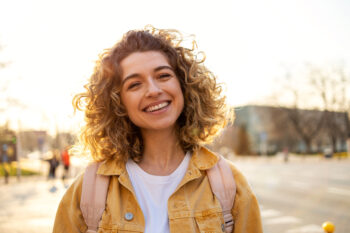 Smiling woman outdoors